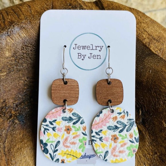 Jewelry - Cherry Rounded Square & Gentle Summer Floral Earrings
